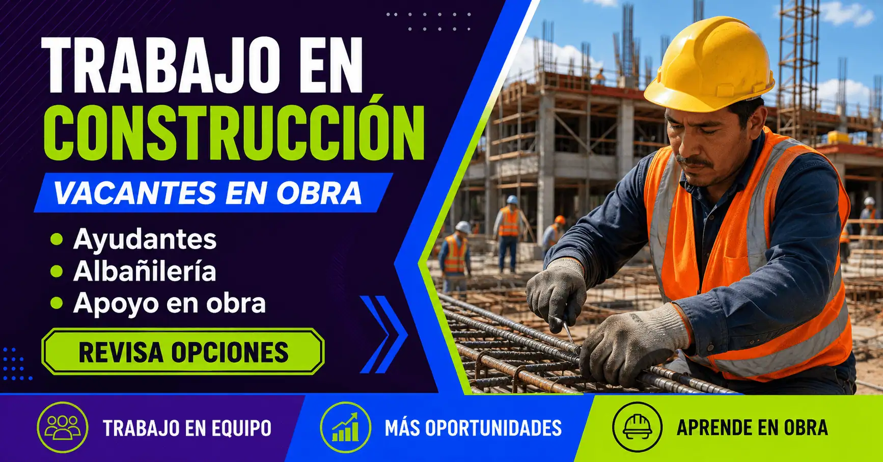 Trabajo en construcción en México: vacantes en obra y ayudantes