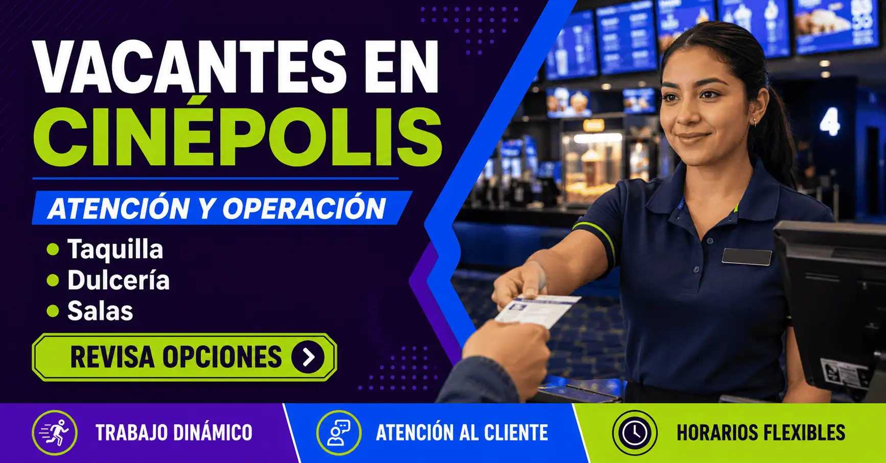 Vacantes en Cinépolis México: atención, dulcería y salas