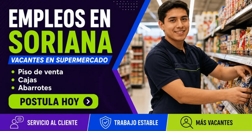 Empleos en Soriana México: supermercado, piso de venta y cajas